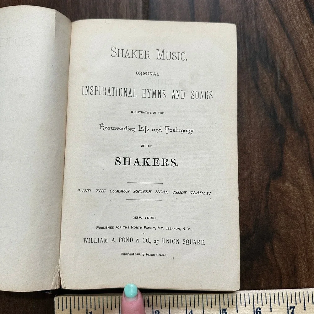 1884 Shaker Music Original Inspirational Hymns and Songs Mt Lebanon NY Book